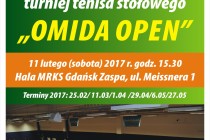 X Turniej Tenisa Stołowego „OMIDA OPEN” dla amatorów i weteranów – sobota 11 lutego 2017 r. godz. 15.30 , Hala MRKS Gdańsk ul. Meissnera