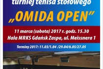 XII Turniej Tenisa Stołowego „OMIDA OPEN” dla amatorów i weteranów – sobota 11 marca 2017 r. Zapisy do 15.30 początek gier 16.