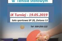 IX Turniej w cyklu Mistrzostw Gdyni w tenisie stołowym – 19 maja 2019 r. – Babie Doły – sala sportowa SP nr 28
