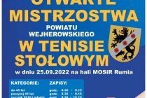 Otwarte Mistrzostwa Powiatu Wejherowskiego w tenisie stołowym – 25 września 2022 r. Hala MOSiR Rumia